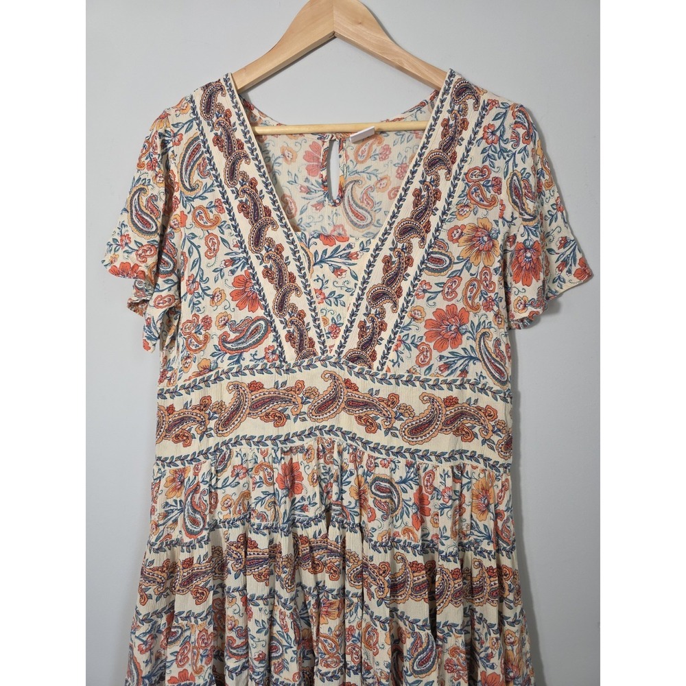 Bila Cream Multicolor Boho Floral Midi Dress - Picture 4 of 11